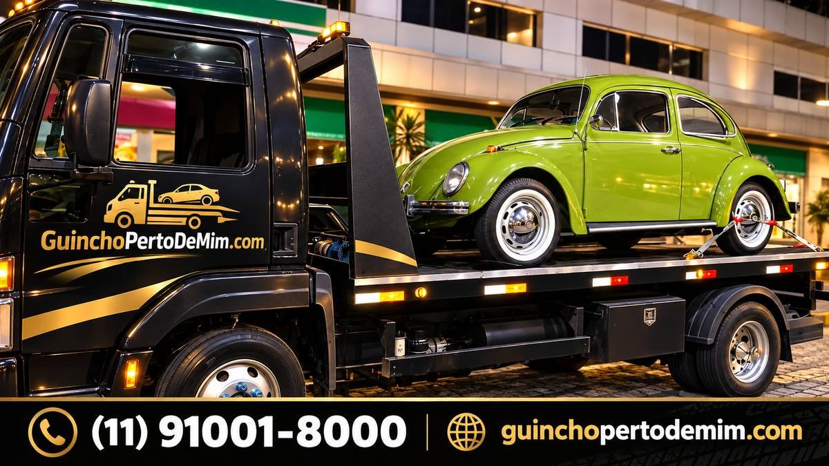 Guincho plataforma transportando carro antigo de colecionador — Guincho para Carro Clássico em São Paulo
